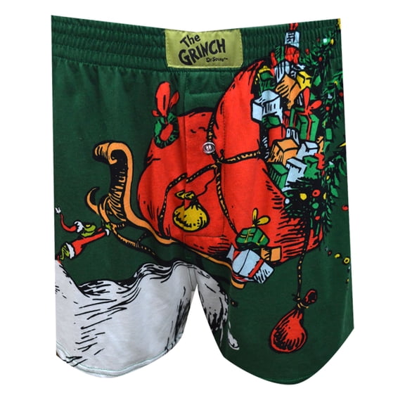 MJC Mens The Grinch Ramshackle Sleigh Christmas Boxer Shorts (Large)