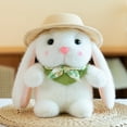 thumbnail image 2 of Cute Bunny Stuffed Animal - Bunny Plush Toy with Hat, Easter Decorations Gift - Soft Animal Doll, Cloth Doll for Birthdays & Holiday Gifts, Comfort Toy White M, 9", 2 of 6