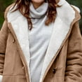 thumbnail image 2 of Women's Winter Plus Size Fleece-Lined Coat - Long-Sleeve Horn Button Pocket Overcoat, Khaki, S, 2 of 3