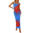 thumbnail image 1 of Vestido largo ZESICA para mujer, estampado floral, tirantes finos, color azul, 1 of 7