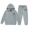 thumbnail image 5 of Girls Sweatsuit Set 2 Piece Outfits Cute Bow Print Hooded Sweatshirt and Jogger Pants with Pocket Athletic Sets Tracksuit,Gray 6-7 Years, 5 of 5