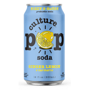 Culture Pop Sparkling Probiotic Soda, Ginger Lemon, 12 Fl Oz Cans (Pack of 6)