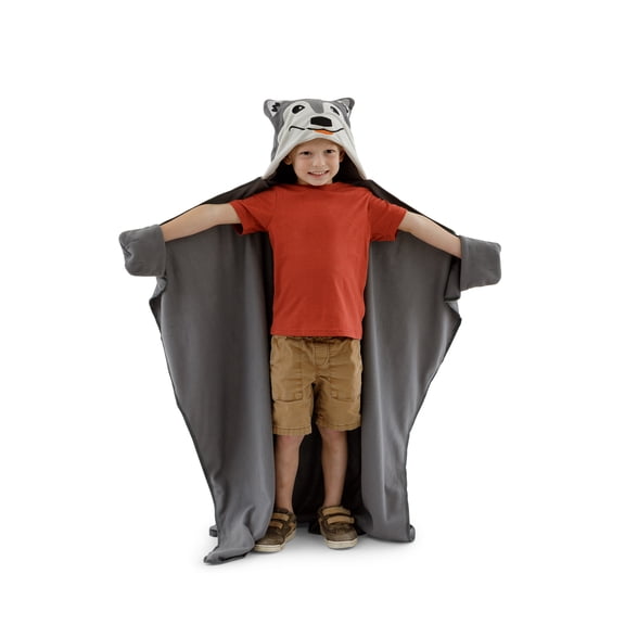 Firefly! Outdoor Gear Aspen the Wolf Kid's Wearable Fleece Blanket, Unisex (50 in. x 40 in.)