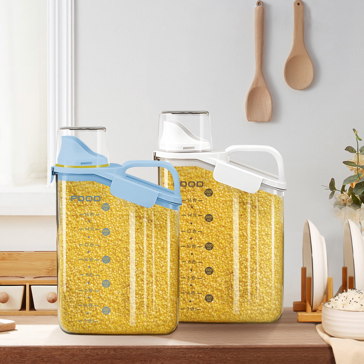 2 Cereal Containers Storage, 2.8L/95oz Airtight Large Food Storage Containers
