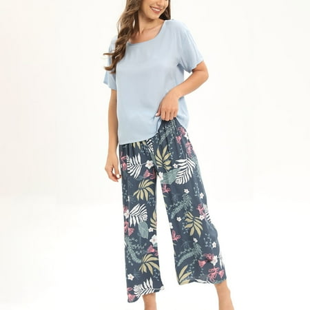 

Tejiojio Mother s Day Gifts Women s Round- Neck Pajamas Long Sleeve Household Sets