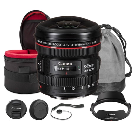 Canon EF 8-15mm f/4L Fisheye USM Lens Bundle, Ultra-Wide Zoom with Fisheye Effects, Fast USM Autofocus, Lens Case + More