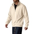 thumbnail image 5 of Solid Color Stand Collar Pullover Sweatshirt for Men Featuring Quarter Zip Closure Long Sleeve Fleece Casual Sports Top, 5 of 6