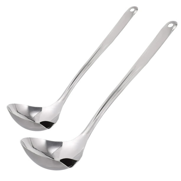 FELTECHELECTR cucharas de acero inoxidable con filtro de aceite, cucharas para sopa, coladores y cucharas para sopa de mango largo.