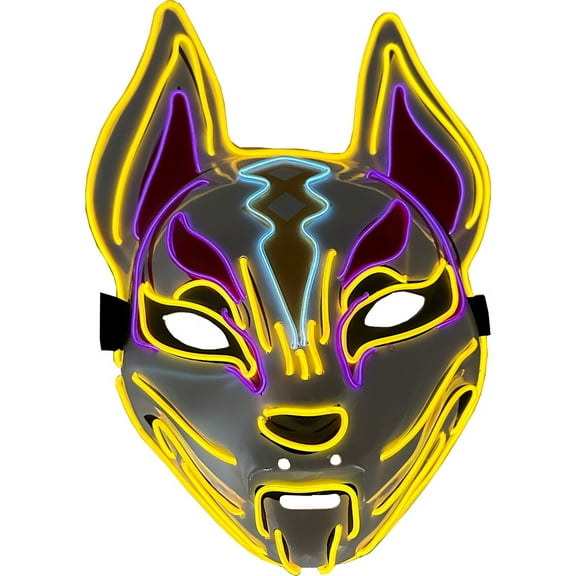 Studio Halloween Psychic Cat Mask 3-Color Aqua Purple Yellow Party Wire EL Light Up Accessory