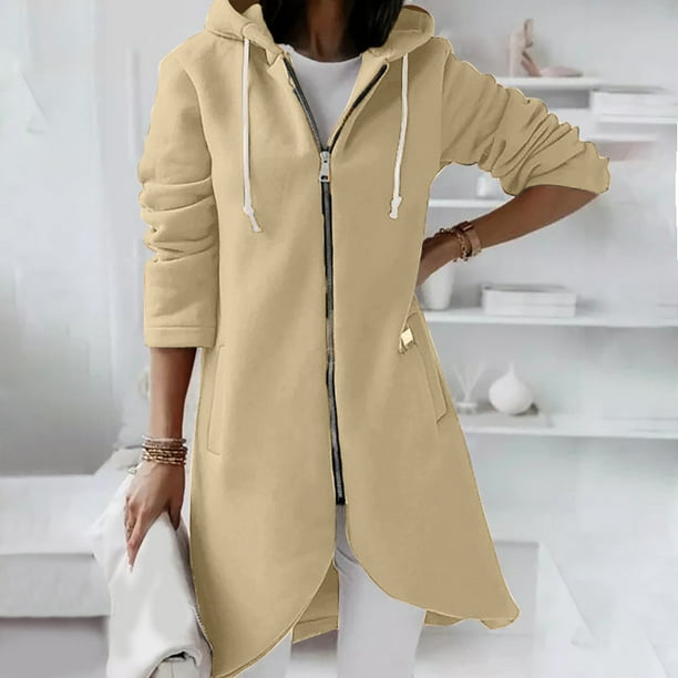 zanvin Long Coats Jackets for Women Women s Solid Color Hoodie
