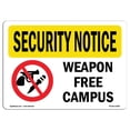 thumbnail image 1 of SignMission OS-SN-A-1218-L-11683 12 x 18 in. OSHA Security Notice Sign - Weapon Free Campus, 1 of 1