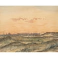 thumbnail image 2 of Dirk Arnoldus Tavenraat 14x12 Black Ornate Wood Framed Double Matted Museum Art Print Titled: Landscape with the Silhouette of a City in the Distance (1886), 2 of 5