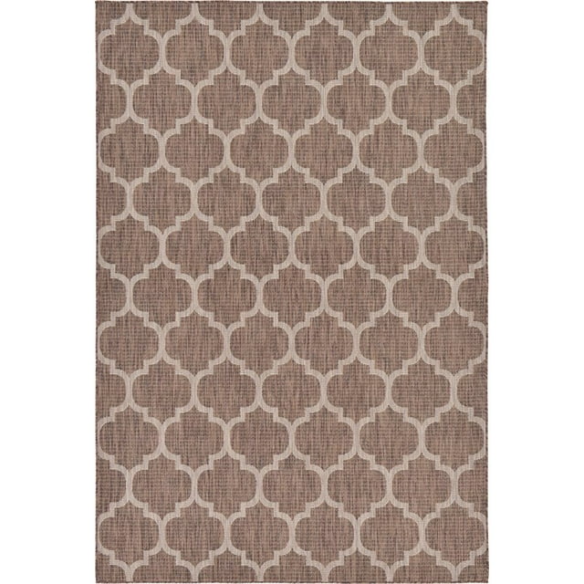 Unique Loom Outdoor Trellis Lattice Area Rug 6' x 9' Rectangle Brown/Beige