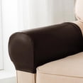 thumbnail image 2 of 2x Protector de de reposas de sofá de muebles de cuero PU elástico Café Sunnimix Protector de la cubierta del reposabrazos del sofá, 2 of 8