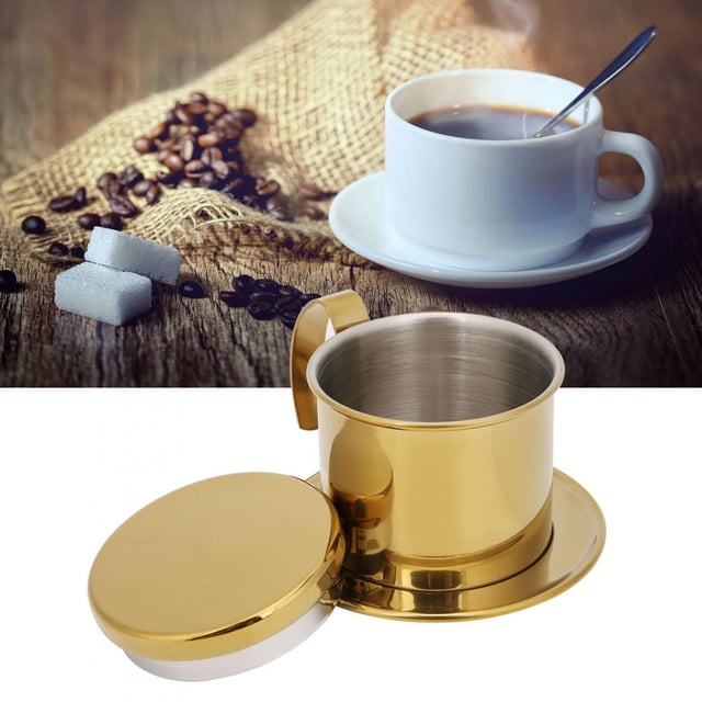Coffee Maker Pot, Stainless Steel Vietnamese Coffee Filter Cup Coffee Drip Filter Maker Reusable Pour Over Coffee Strainer Single Cup Pour Over Coffee Maker