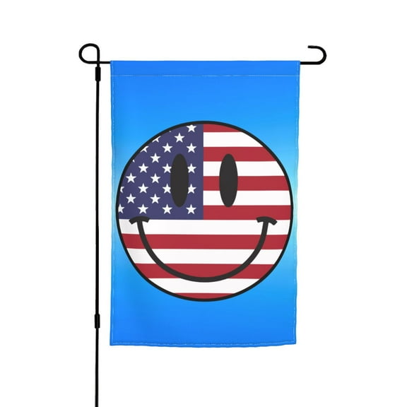 Us Flag Smiley Face Garden Flag 12x18 Inch Indoor Balcony Courtyard Outdoor Decorative Flag