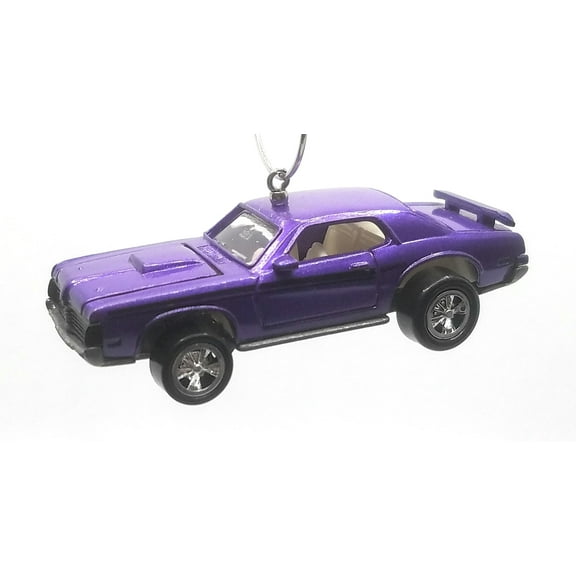 Christmas Ornament for 1969 Mercuty Cougar Eliminator Purple Black Stripes
