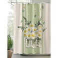 thumbnail image 2 of Shower Curtain Summer Daisy Bloom Shower Curtains for Bathroom, Waterproof Polyester Shower Curtain Set with Hooks, Standard Size 72" x 72" Eucalyptus Leaves Vase Green, 2 of 6