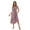 Pink, variant on Women's Ruffled Printed One Shoulder Midi Dress with Sheer Overlay and Non Stretch Bodice 100% Polyester Fabric