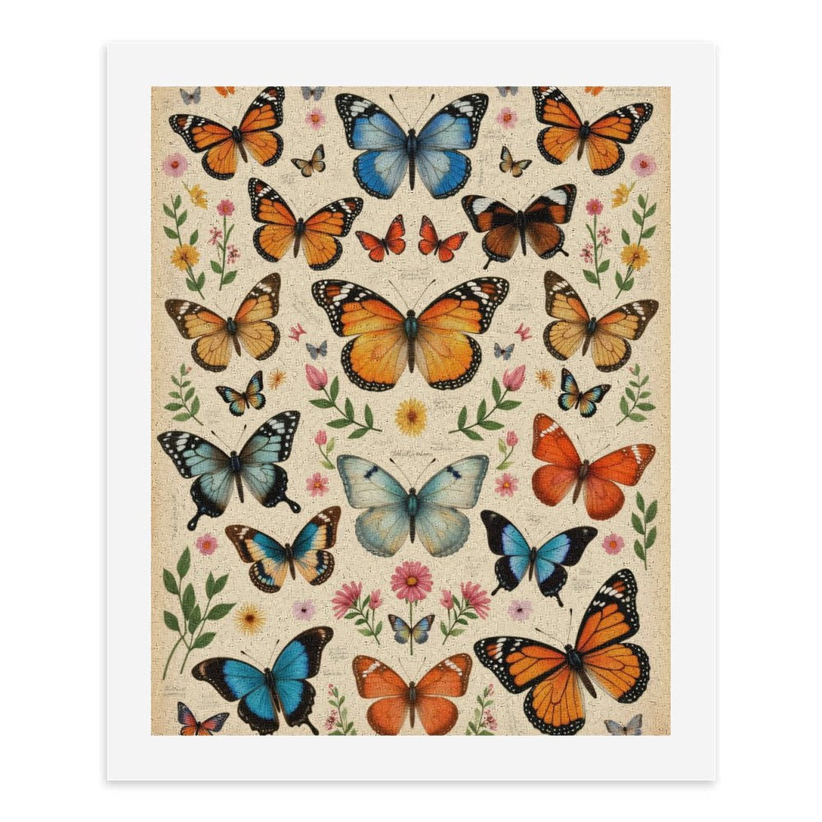 Paint By Numbers Kit for Adults Beginner - Butterfly Botanical Art Print DIY Canvas Painting Kits for Adults, Frameless Paint By Number for Adults for Home Wall Decor 16x20 Inch