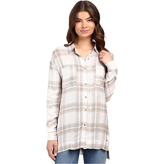 O'Neill Junior's Gretchen Woven Plaid Shirt Blouse, Mist, X-Small