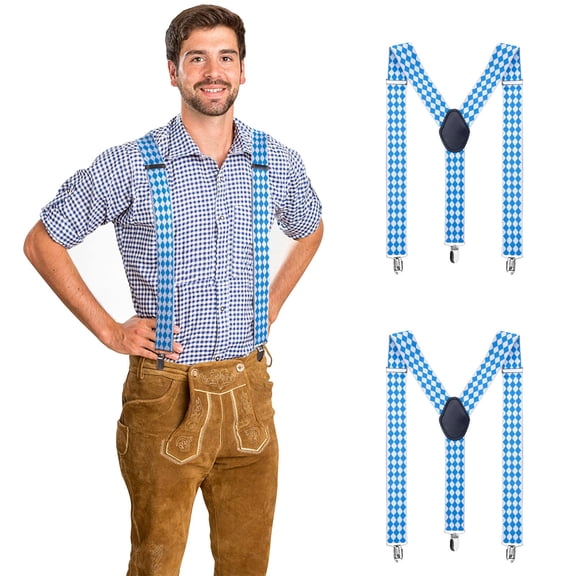 EBaokuup 2 Pcs 1.4 inch Y-Shape Elastic Oktoberfest Suspenders for Men