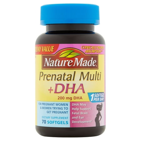 Nature Made prénatale Multi + DHA Compléments alimentaires Gélules, 70 count