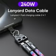 thumbnail image 3 of Phone Lanyard Charger Cable USB C Cable, PD240W USB C to USB C Cables, Phone Wrist Strap, Anti Theft Phone Strap, Wrist Lanyard for iPhone/Samsung/Android Phones(Black/0.98ft), 3 of 8