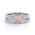 thumbnail image 3 of Elegant 1.75 ct - created Round Pink Champagne created morganite-Edwardian Engagement Ring - Vintage Wedding Set - 18K White Gold, 3 of 4