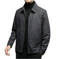 thumbnail image 5 of Wyobmus Men's Wool Blend Jacket Stand Collar Casual Winter Warmed Long Sleeve Pea Coat With Pocket Black, 5 of 9