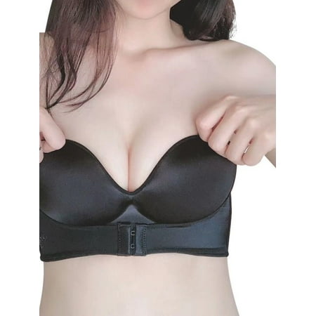 

Ochine Women s Bandeau Strapless Padded Wire Free Push Up Bralette Satin Seamless Multiway Bra Non Slip Front Closure