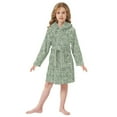 thumbnail image 6 of FORMRS Niños Bathrobe Unisex Hooded Robe Soft Plush Pajamas Sleepwear, Size 10-12T, Retro Green Abstract, 6 of 7