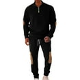 thumbnail image 2 of Yusimy Men's Solid Color 2-Piece Button-Down Half-Zip Set Long Sleeve Drawstring Pants Casual Sports, 2 of 9