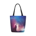 thumbnail image 2 of ASHLEIGH Starry Night Howling Wolf Canvas Tote Bag Shoulder Handbag Grocery Bag for School Shopping Travel, 2 of 3