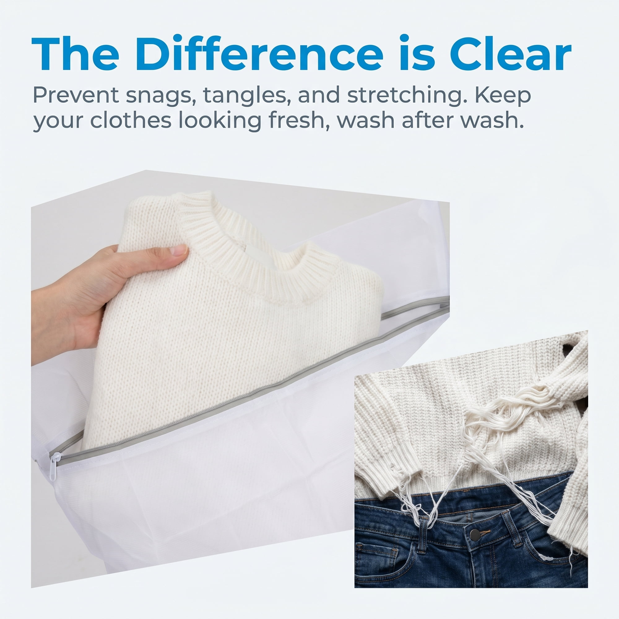 Unique Bargains 3Pcs Polyester Mesh Laundry Bags with Zipper White-Gray 19.7" x 23.6"