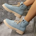 thumbnail image 5 of Lace-up Denim Ankle Boots Women Fashion Platform Cowboy Boots Casual Fashion Autumn Winter Round Toe Shoes, 5 of 9