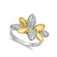 thumbnail image 4 of White Cubic Zirconia Gold-Tone Lotus Flower Ring Sterling Silver Band 925 Jewelry Female Male Size 9, 4 of 4