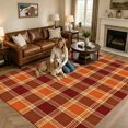 thumbnail image 2 of Area Rugs 5'x7', Burnt Orange Checkered Carpet Runner Indoor Outdoor Rugs Home Decor Aesthetic, Modern Farmhouse Orange Plaid Non Slip Mats Washable Accent Rug for Living Room Bedroom, 2 of 8
