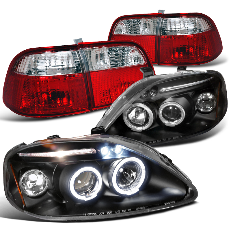 SpecD Tuning For 19992000 Honda Civic 4Dr Black Halo Led Projector