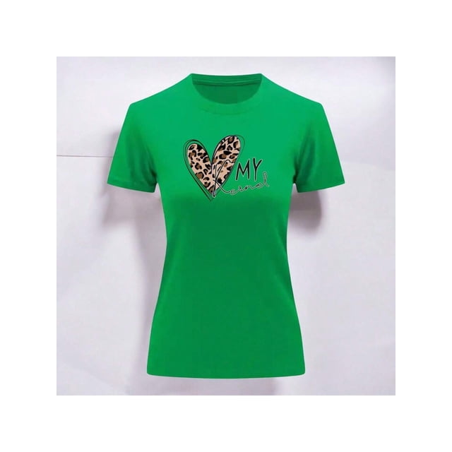 Playera Blusa Con Estampado De Corazon My Kernel Animal Print Ropa Para Mujer Color Verde Talla Chica Marca Emil SaEs