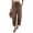 Brown -CX24, variant on Capri Pants for Women Linen Casual High Smocked Waist Drawstring Boho Slacks Travel Vacation Lounge Pants with Pockets Watermelon Red XL