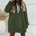 thumbnail image 4 of Women's Drop Shoulder Solid Color Hooded Sweatshirt with Side Pockets and Side Slits, Soft Breathable Long Sleeve Casual Pullover for Winter, Daily Wear and Street Fashion Camouflage XXXL, 4 of 8
