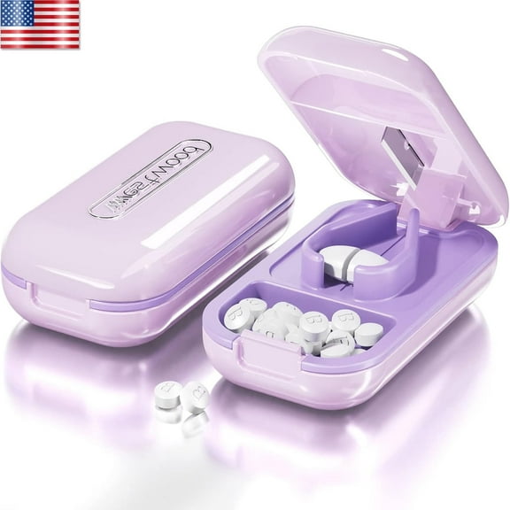 DXIMRX Pill Cutter, Professional Pill Splitter Pill Cutter for Small or Large Pills, Portable Cuts Vitamins Tablets for Purse Pocket, Purple