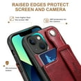 thumbnail image 2 of Feishell for iPhone 15 Wallet Case with Card Credit Slot, Hand Wrist Strap Loop Holder Kickstand, Ring Holder PU Leather Camera Protection Shockproof Solid Color Cover, Red, 2 of 9