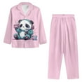 thumbnail image 6 of SEANATIVE Pink Panda Button Pajamas for Women Set of 2 Long Sleeve Lounge Sets for Women Size 4XL Nightwear for Women Sleepwear Clothing Soft Ladies Button Up Pjs for Women Set, 6 of 7