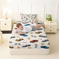 thumbnail image 4 of Castle Fairy Seamless Race Car Twin Sheet Sets 3pcs for Teens, Checkered Trophy Print Bedding for Boys Bedroom, Blue Red, 4 of 6