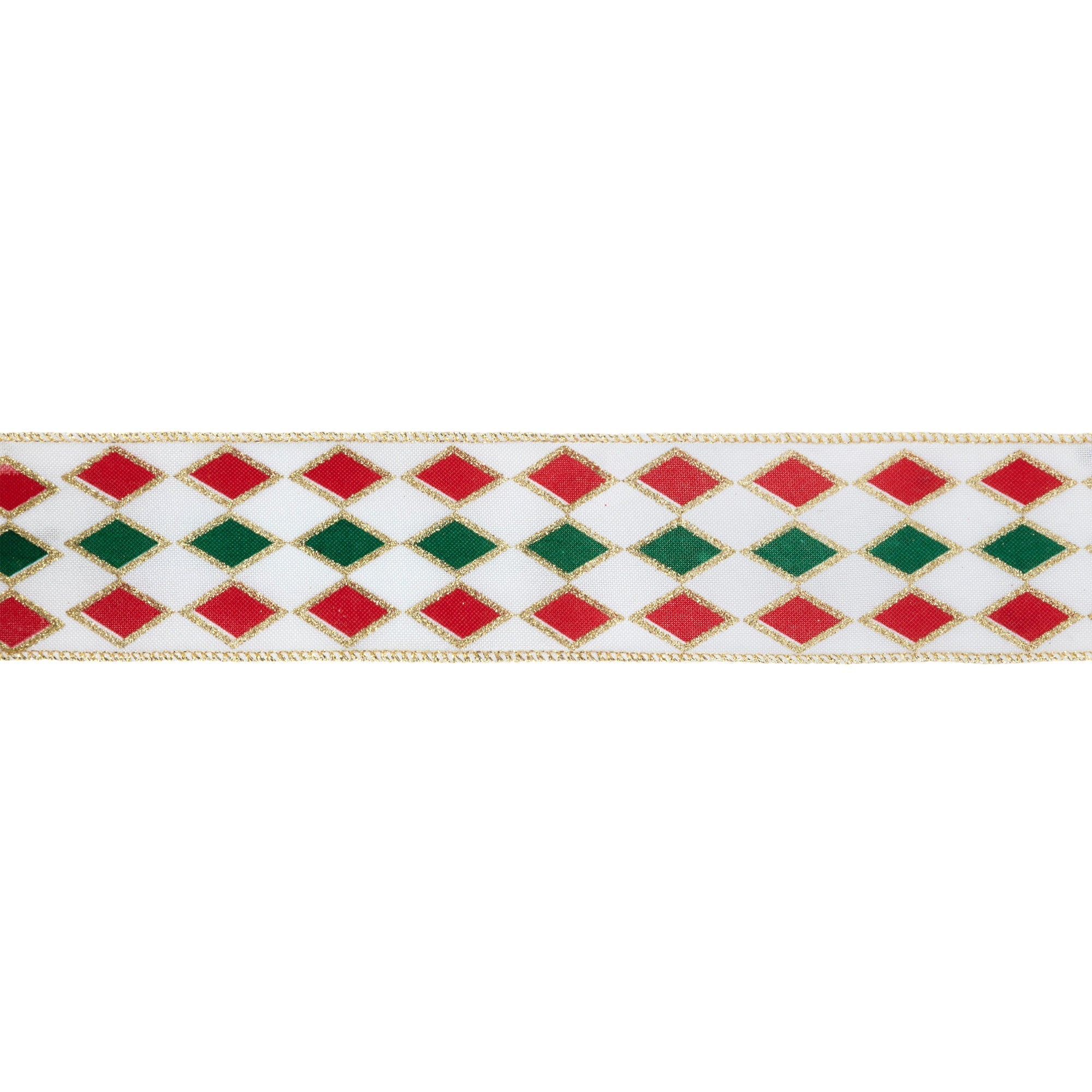 LaRibbons 2 1/2" Wired Ribbon, Red and Green Diamond Glitter, 10 Yard Spool