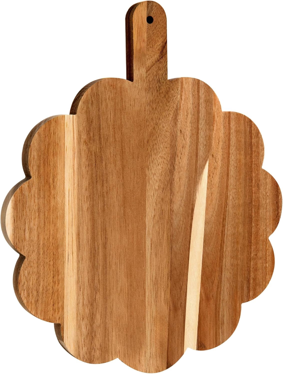 RGHJAR-Scalloped Acacia Wooden Cutting Board with Handle, Wood Boards Kitchen Chopping Boards for Pizza, Bread, Cheese, Fruits, Vegetables, 12 x 10 x 0.63 Inch