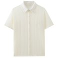 thumbnail image 4 of Camisa de Capa Base Al Aire Libre de Manga Larga de los Hombres de Verano Casual de Color Sólido de Punto con Cuello Abierto, Top de Manga Corta Transpirable, 4 of 7