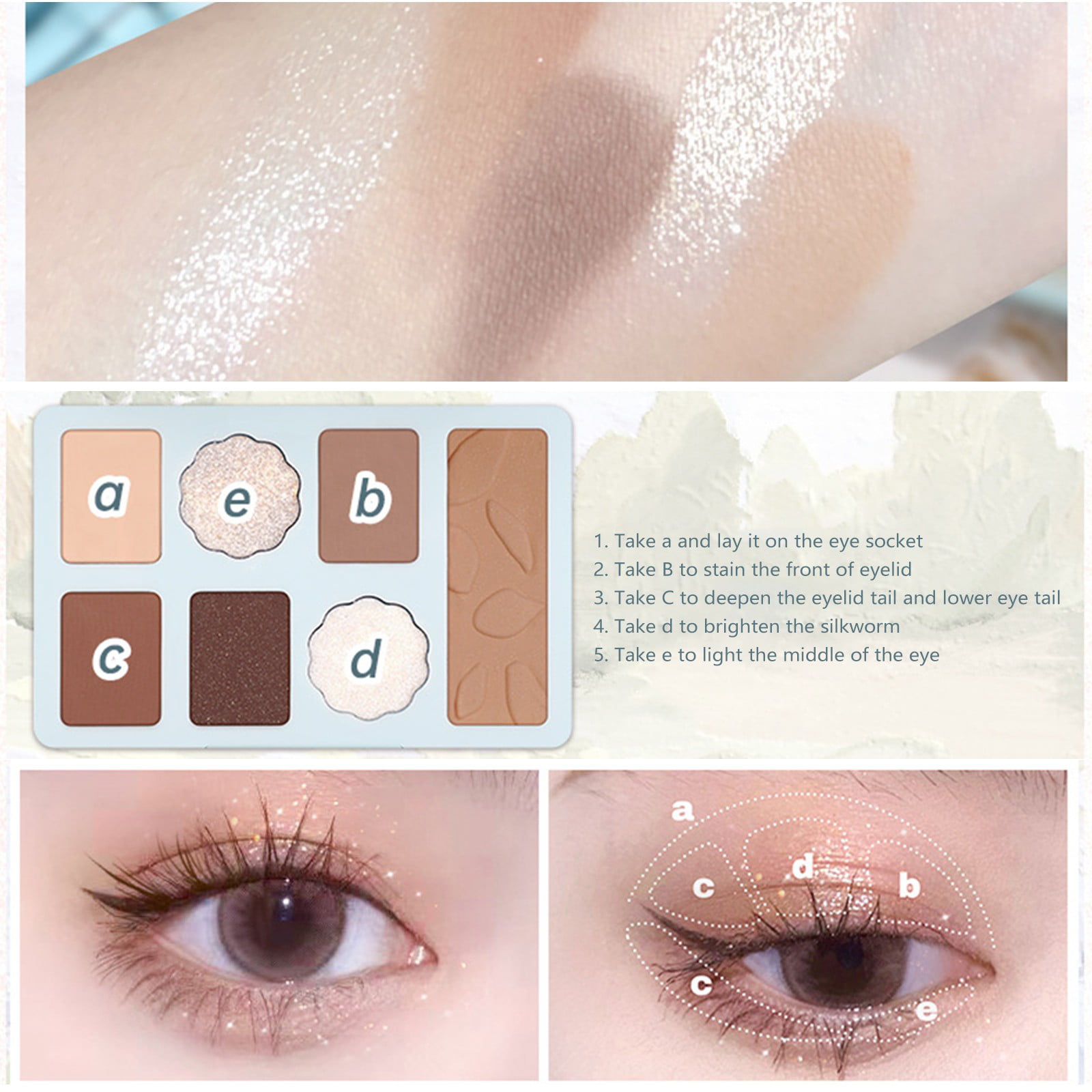 ZHAGHMIN Eye Shadow Palette Makeup 7 Color Eye Shadow Tray Pearlescent Milk  Coffee Earth Color Daily All Low Saturation Eye Shadow Lip Tape for Hooded  Eyes Peach C Glitter Highlighter Makeup Geller 